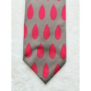 Vintage Gene Meyer Brown Pink Teardrop Silk Tie Men 3.75" Excellent